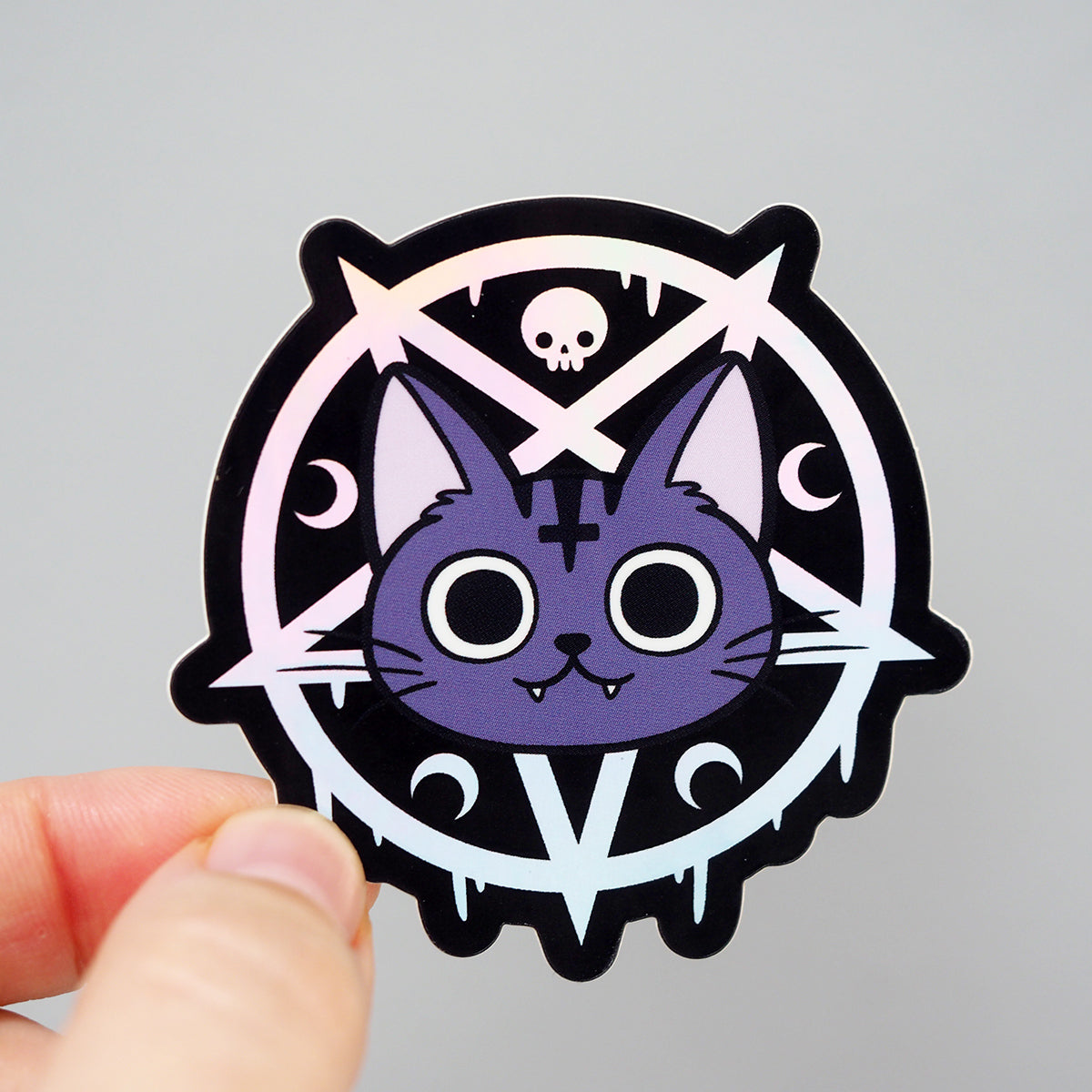 Cute Cat & Skull Pastel Goth - Pastel Goth - Sticker