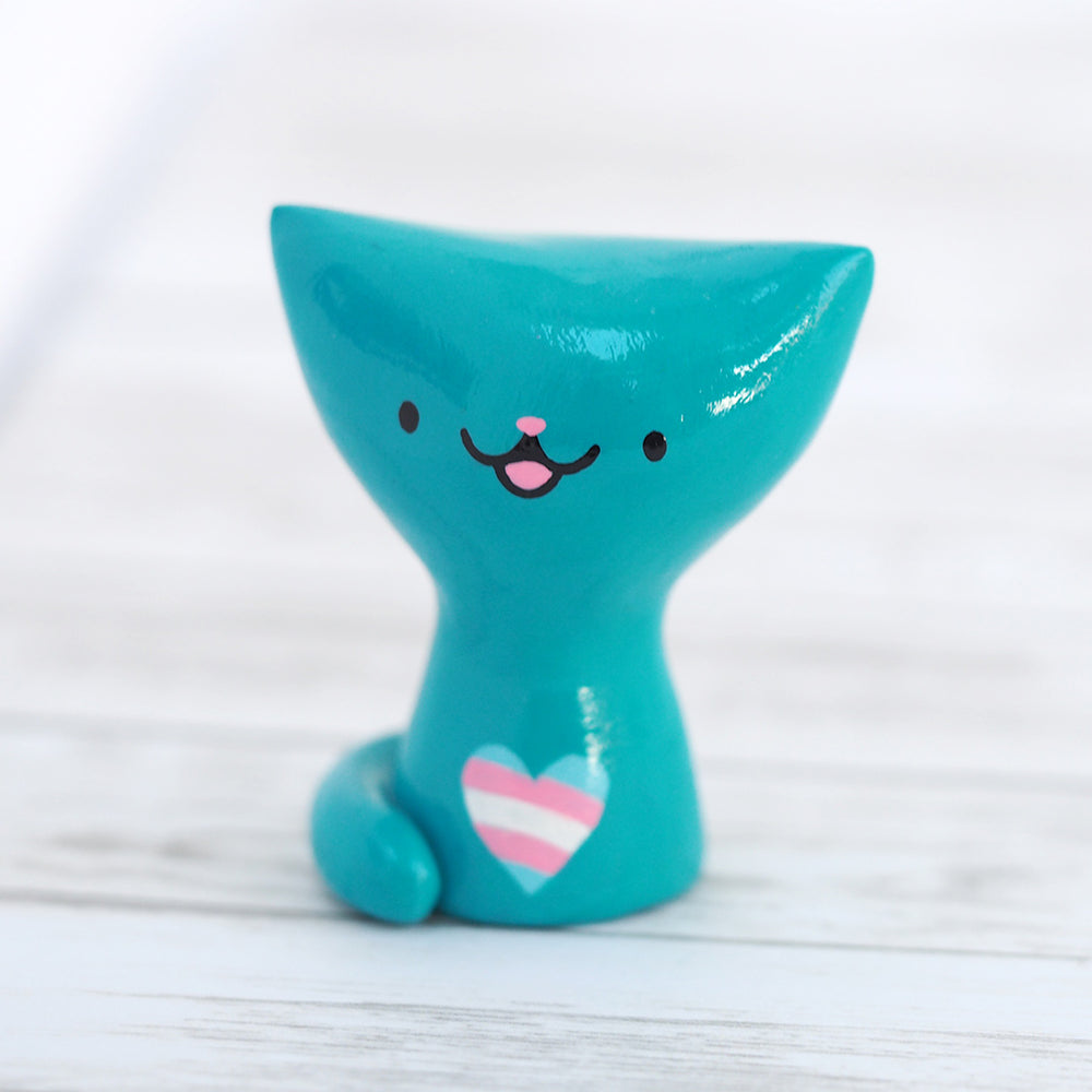 Trans Pride Cat Figurine