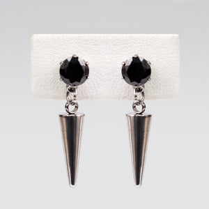 Spiked Drop Earrings - Black Crystal