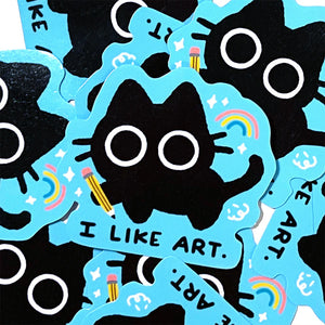 'I Like Art.' Kitty Cat - Vinyl Sticker