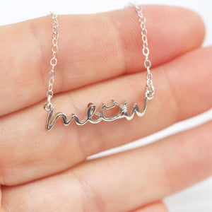 Sterling Silver Meow Cat Necklace