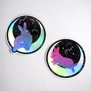 Holographic Vinyl Sticker - Bunny Butt "Moon"