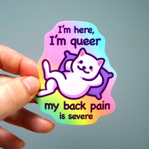 Cat Meme Sticker - I'm Here I'm Queer