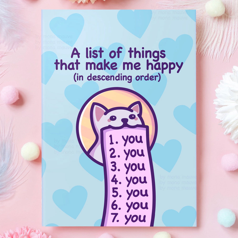 Cat Meme List Of Things - Cute Cat Card