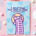 Cat Meme List Of Things - Cute Cat Card