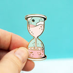 Space and Time Hourglass (Pink) - Metal Enameled Pin