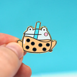 Boba Tea Frog - Metal Enamel Pin