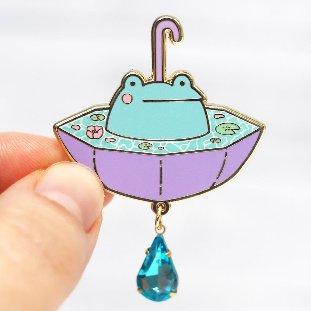 Umbrella Frog - Deluxe Metal Enamel Pin