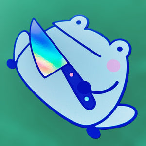 Frog With A Knife - Holographic Vinyl Car Sticker