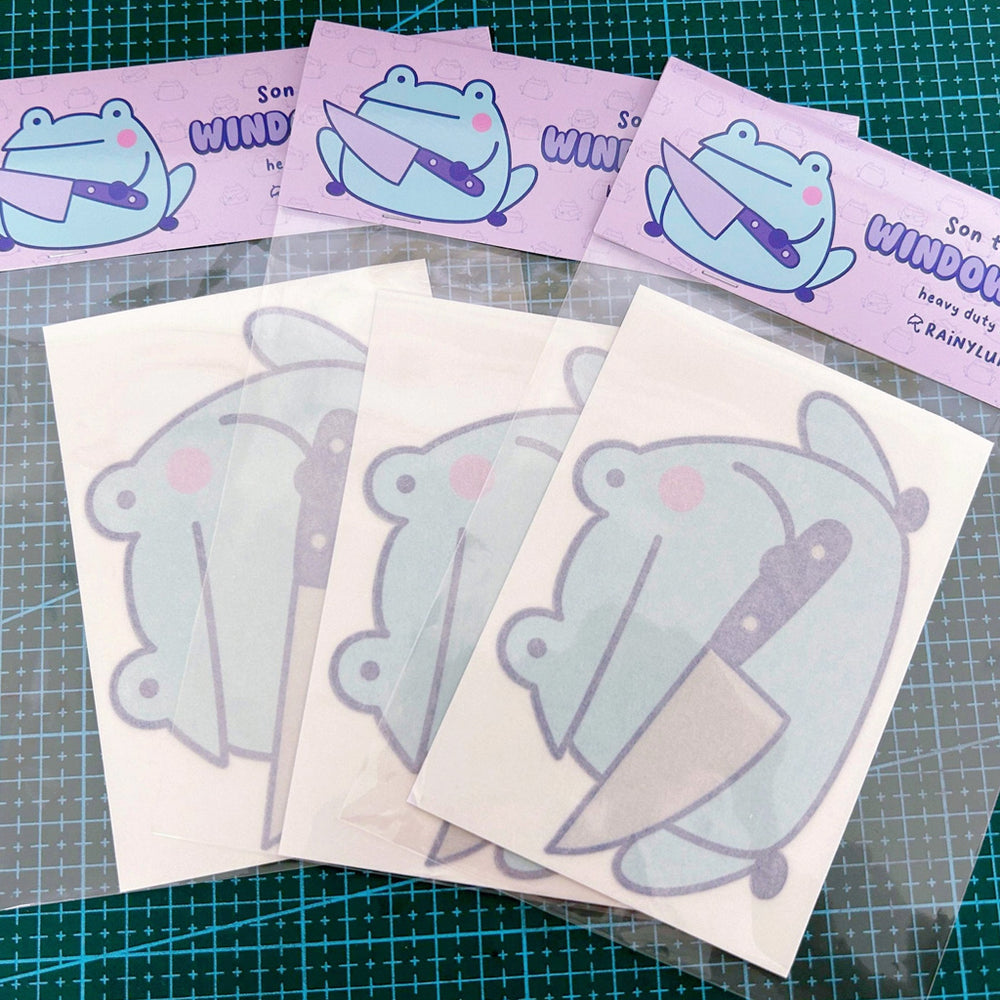 Frog With A Knife - Holographic Vinyl Car Sticker