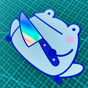 Frog With A Knife - Holographic Vinyl Car Sticker