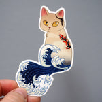 Art Lovers Vinyl Cat Sticker - Hokusai's The Great Wave of Kanagawa