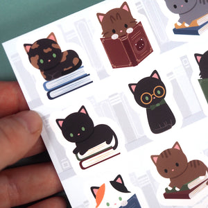 Book Cats Version 2  - Vinyl Sticker Sheet