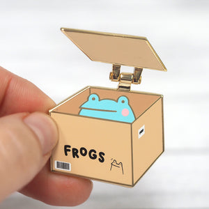 Frog In A Box - Moving Metal Enamel Pin