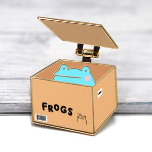 Frog In A Box - Moving Metal Enamel Pin