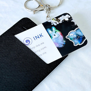 Celestial CIrcle Bunnies - Card Holder Keychain