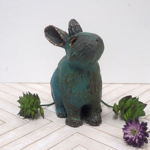 One-of-a-kind Ceramic Crowned Rabbit Sculpture - Planter / Vase