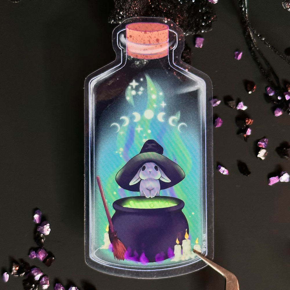 Witches Brew Bunny - Transparent Vinyl Sticker