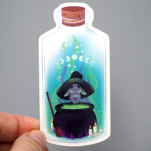 Witches Brew Bunny - Transparent Vinyl Sticker