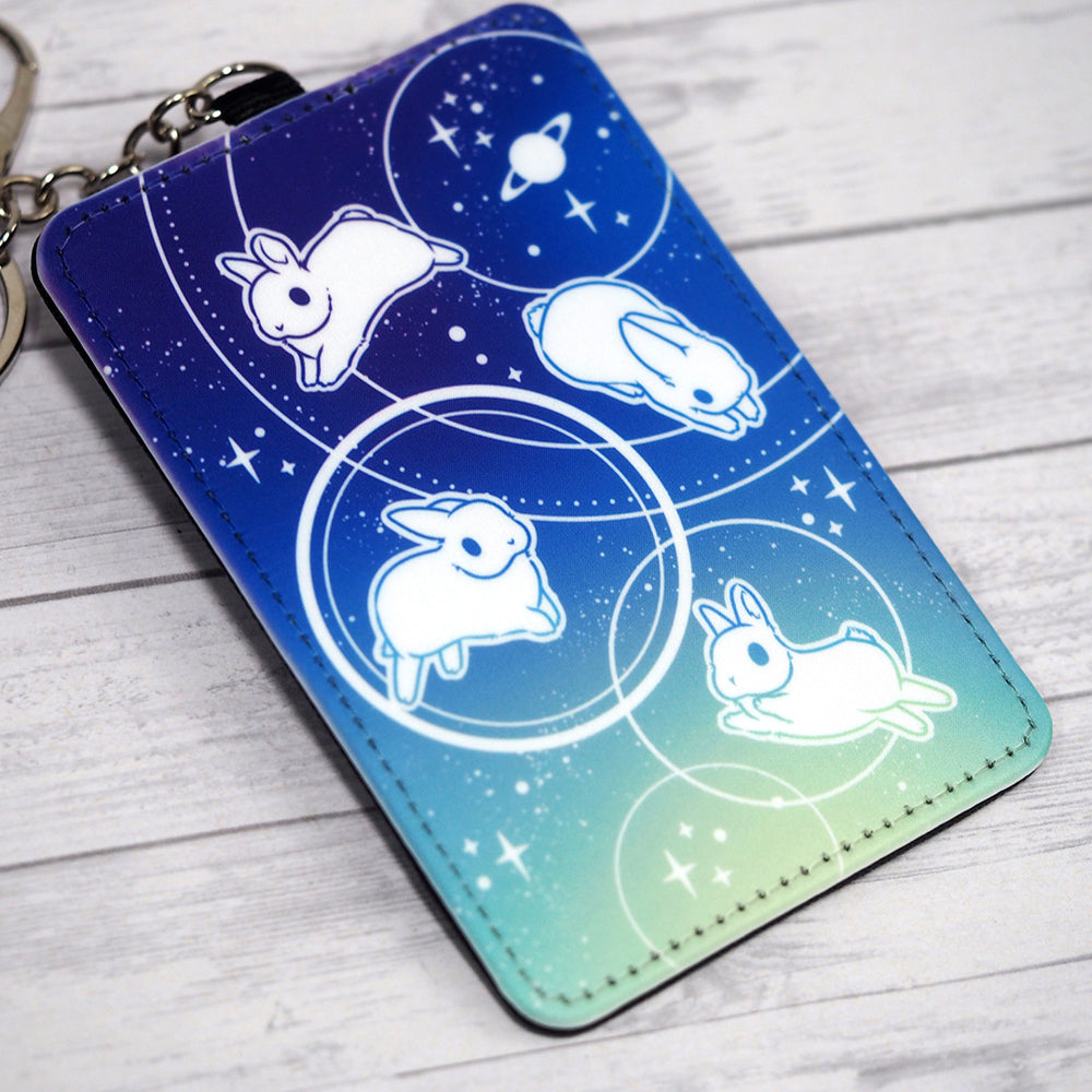 Celestial CIrcle Bunnies - Card Holder Keychain