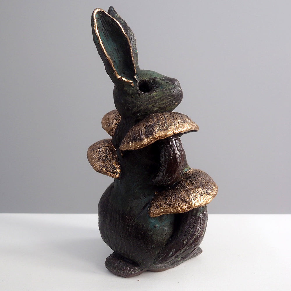 One-of-a-kind Ceramic Mushroom Bunny Sculpture 002