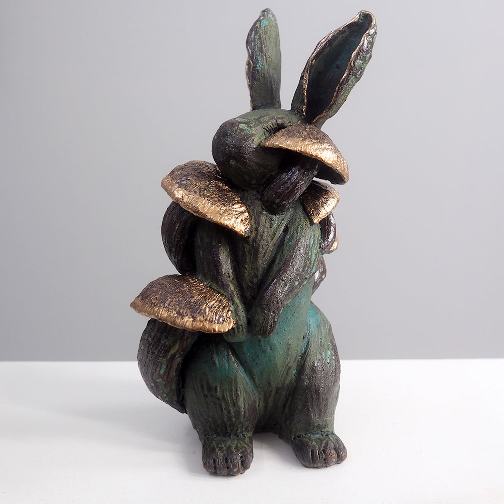 One-of-a-kind Ceramic Mushroom Bunny Sculpture 002