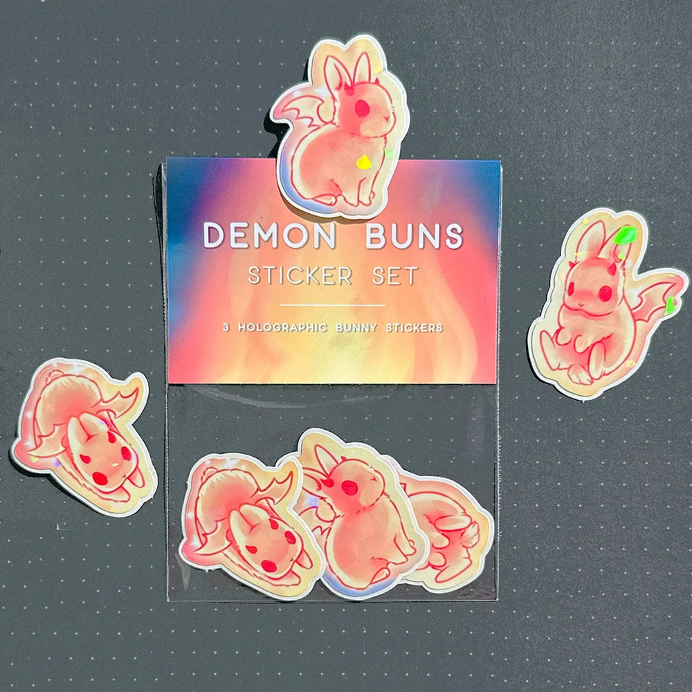 Holographic Demon Bunny Sticker Set