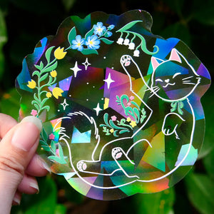 Blooming Kitten - Rainbow Suncatcher Sticker