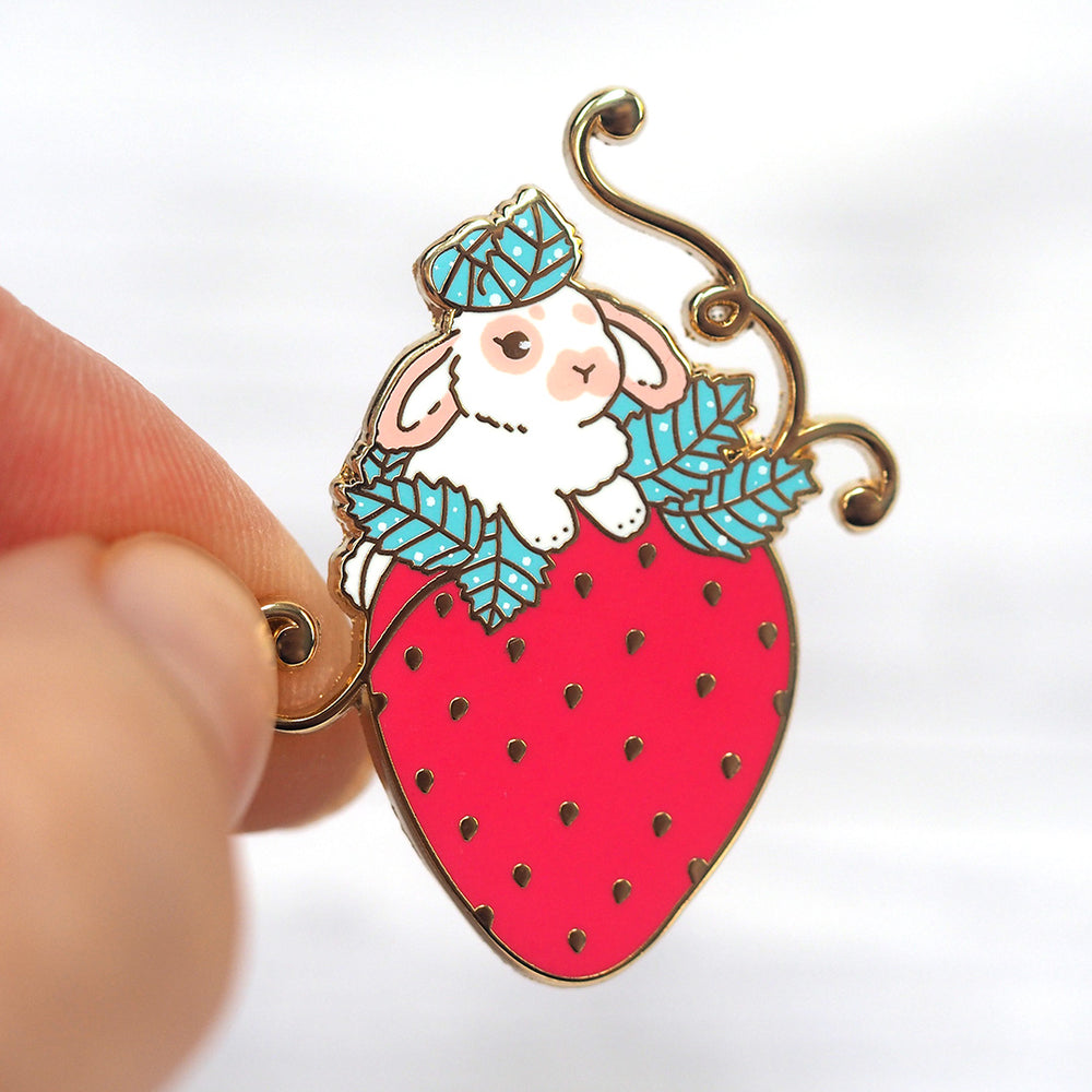 Strawberry Rabbit - Metal Enameled Pin