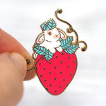 Strawberry Rabbit - Metal Enameled Pin