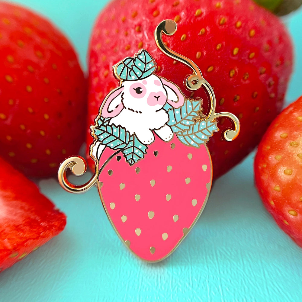 Strawberry Rabbit - Metal Enameled Pin