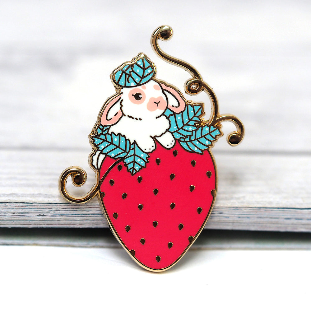 Strawberry Rabbit - Metal Enameled Pin