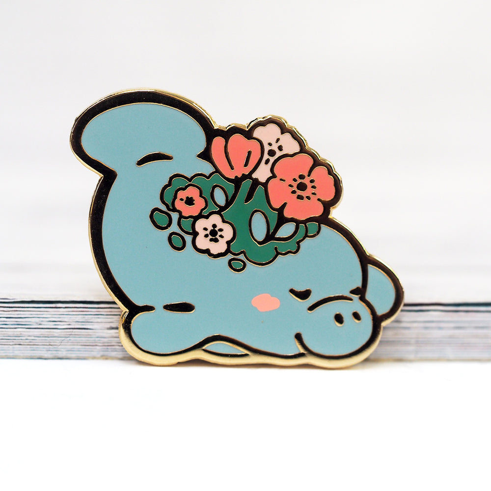 Garden Manatee- Metal Enamel Pin