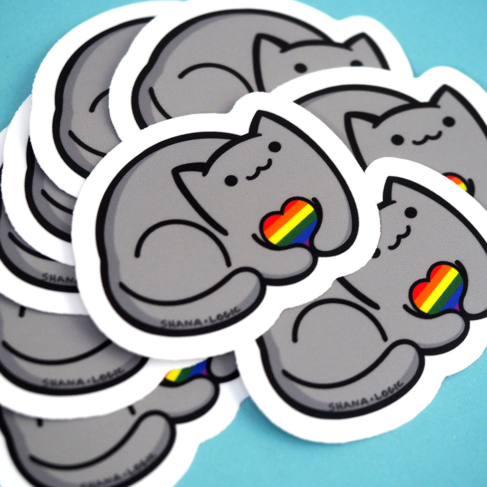 Vinyl Sticker - Rainbow Pride Cat