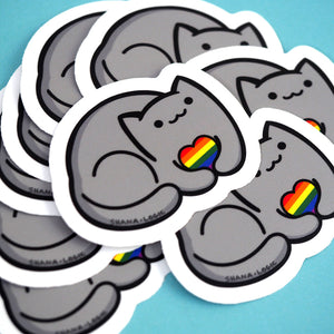 Vinyl Sticker - Rainbow Pride Cat