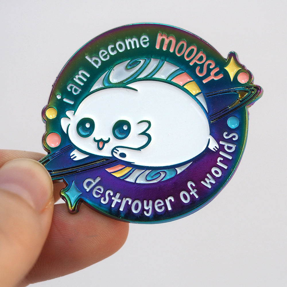 Moopsy Destroyer of Worlds - Rainbow Metal Enamel Pin