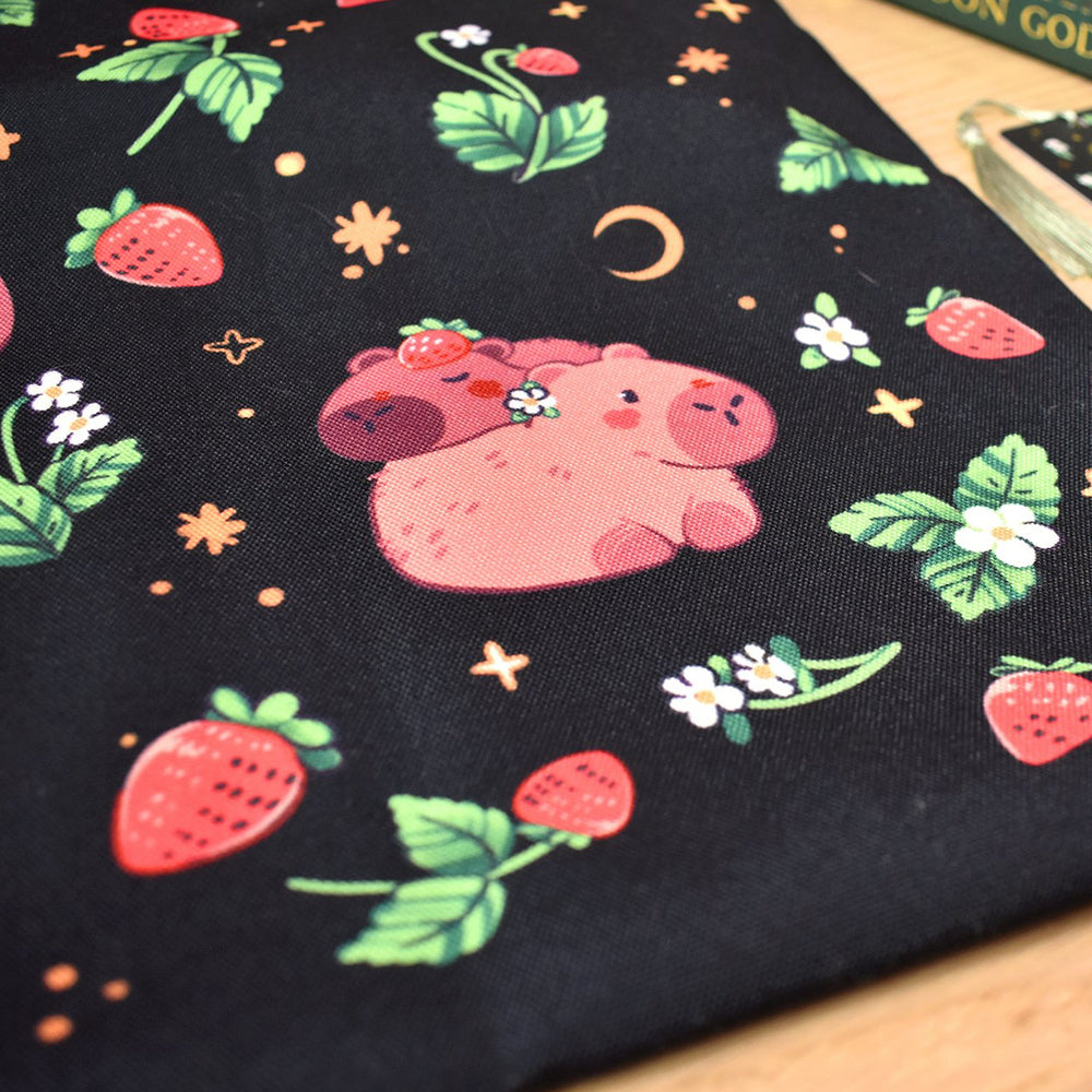 Strawberry Capybara Tote Bag