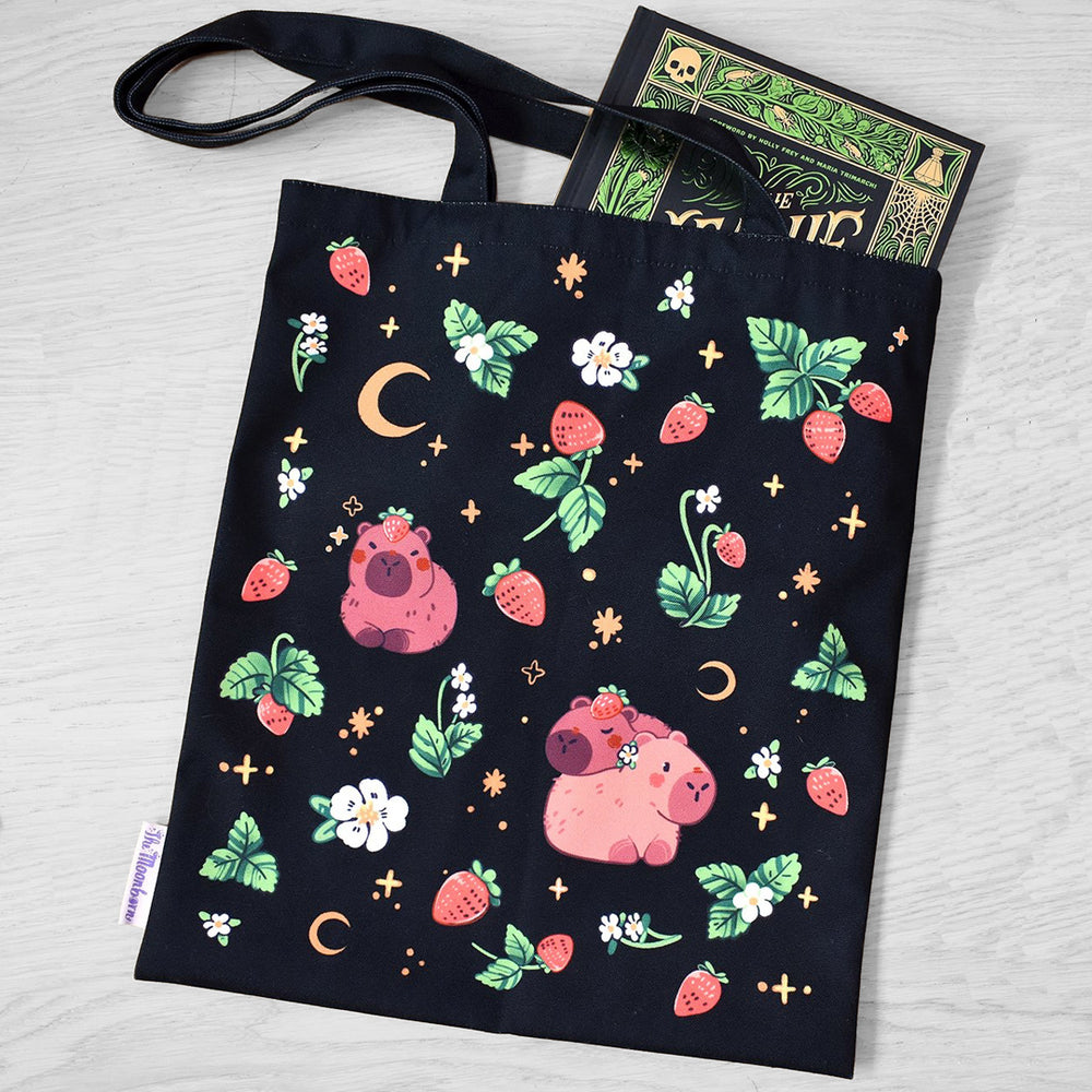 Strawberry Capybara Tote Bag