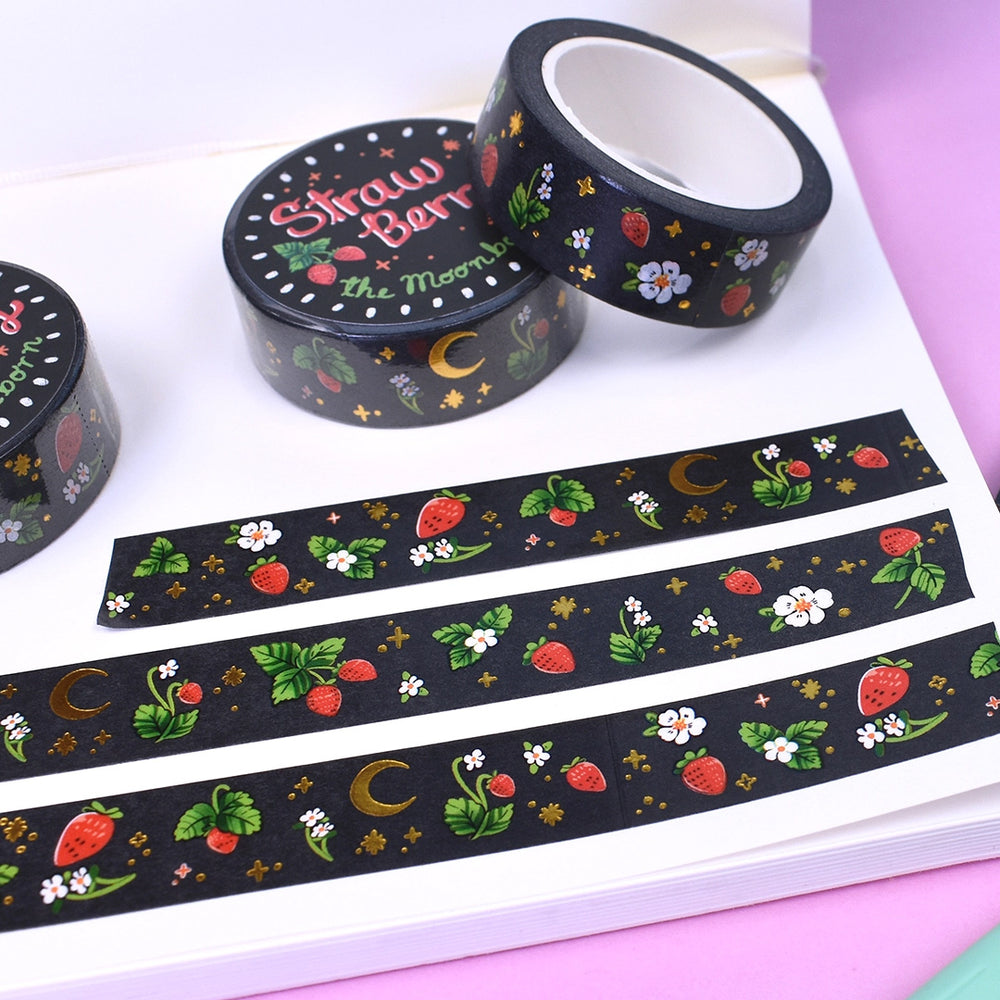 Gold Foil Washi Tape - Strawberry Sparkles