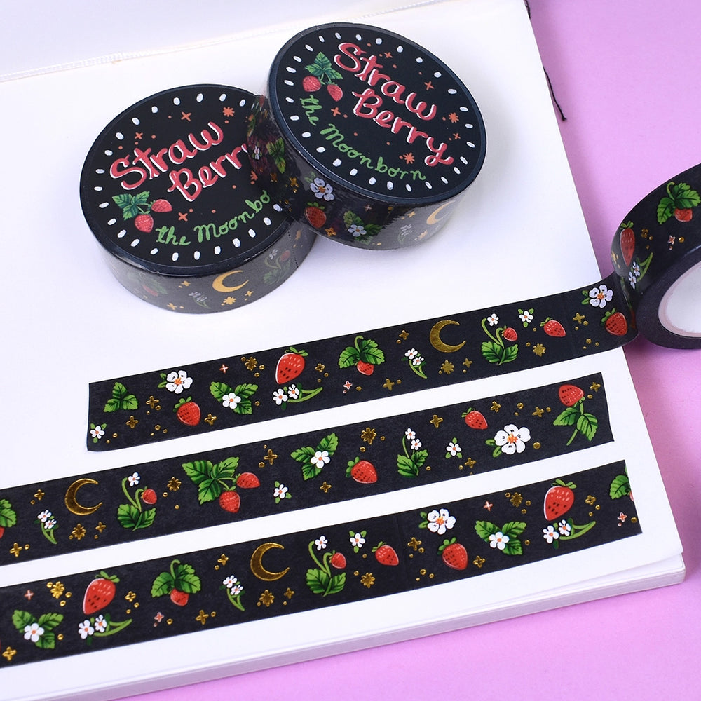 Gold Foil Washi Tape - Strawberry Sparkles