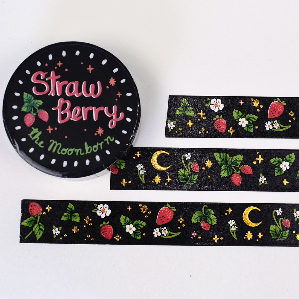 Gold Foil Washi Tape - Strawberry Sparkles