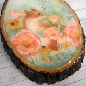 Fine Art Wooden Plaque - Limited Edition Spring Fox