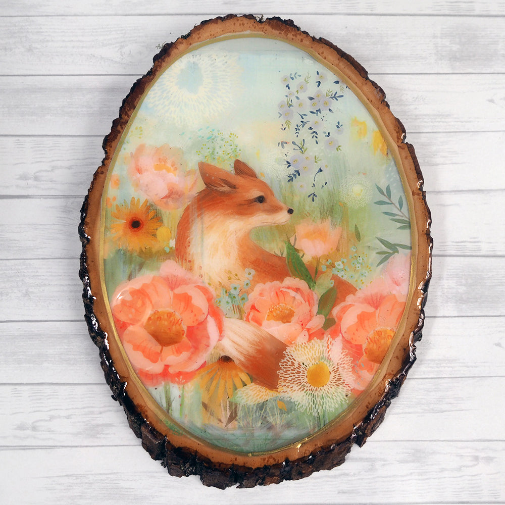 Fine Art Wooden Plaque - Limited Edition Spring Fox