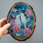 Fine Art Wooden Plaque - Limited Edition Budgies