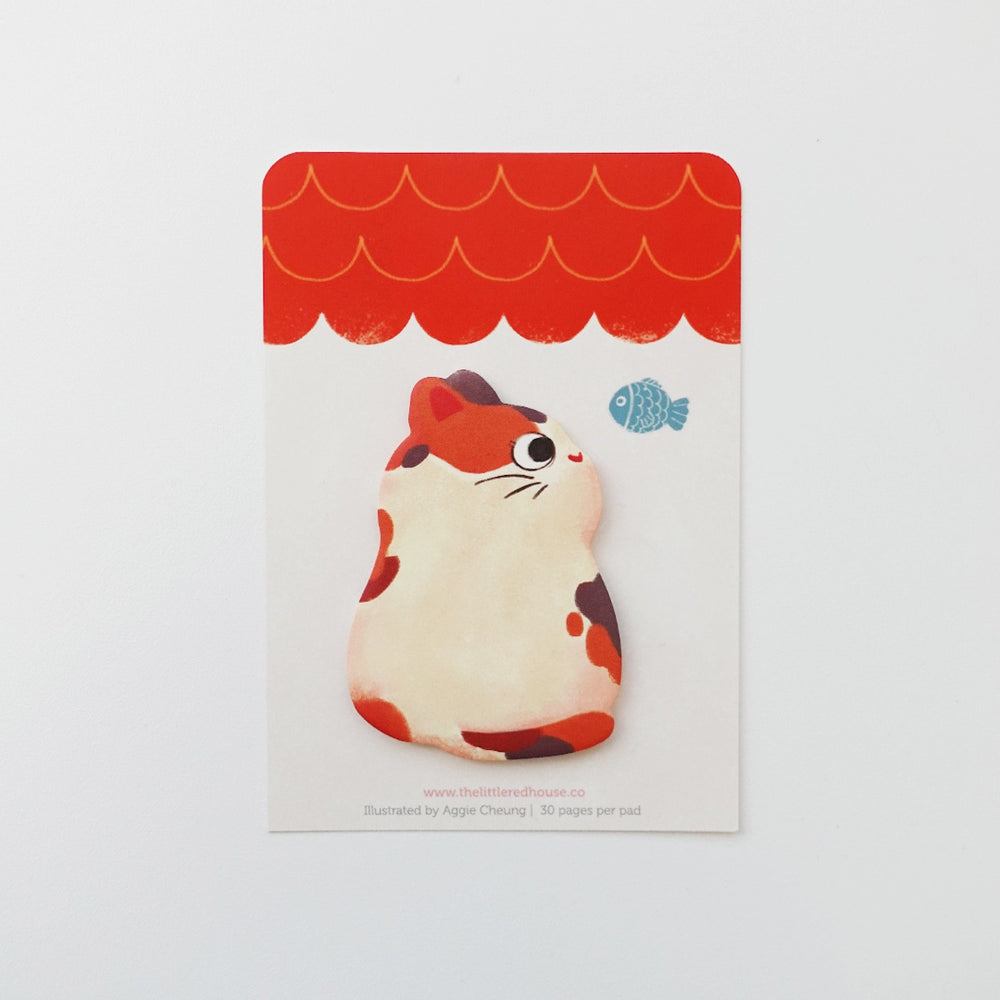 Calico Cat with Fish Sticky Notepad