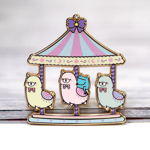 Fluffy Llama Carousel - Metal Enamel Pin