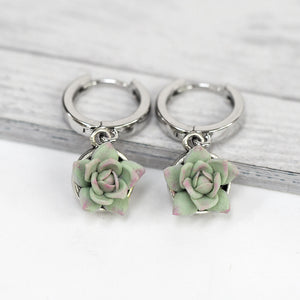 Handmade Succulents - Huggie Hoop Earrings