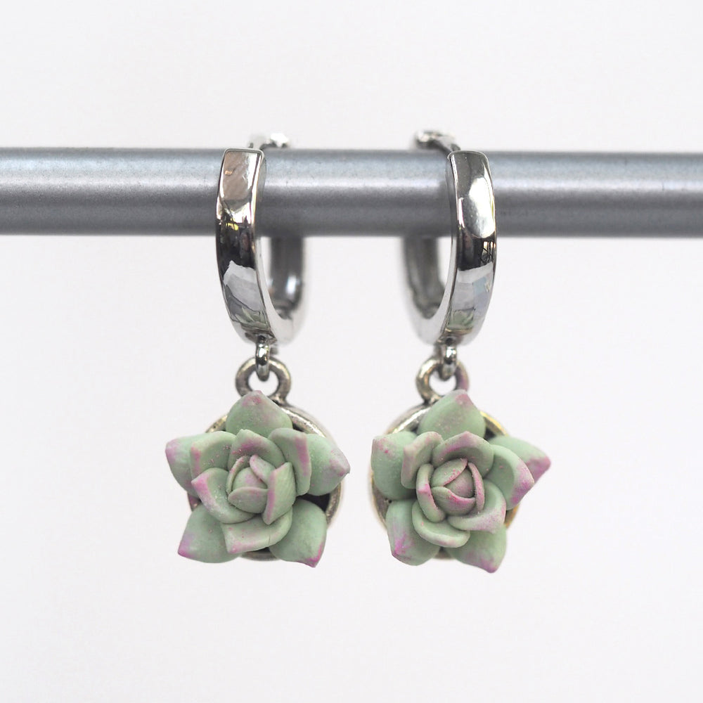 Handmade Succulents - Huggie Hoop Earrings