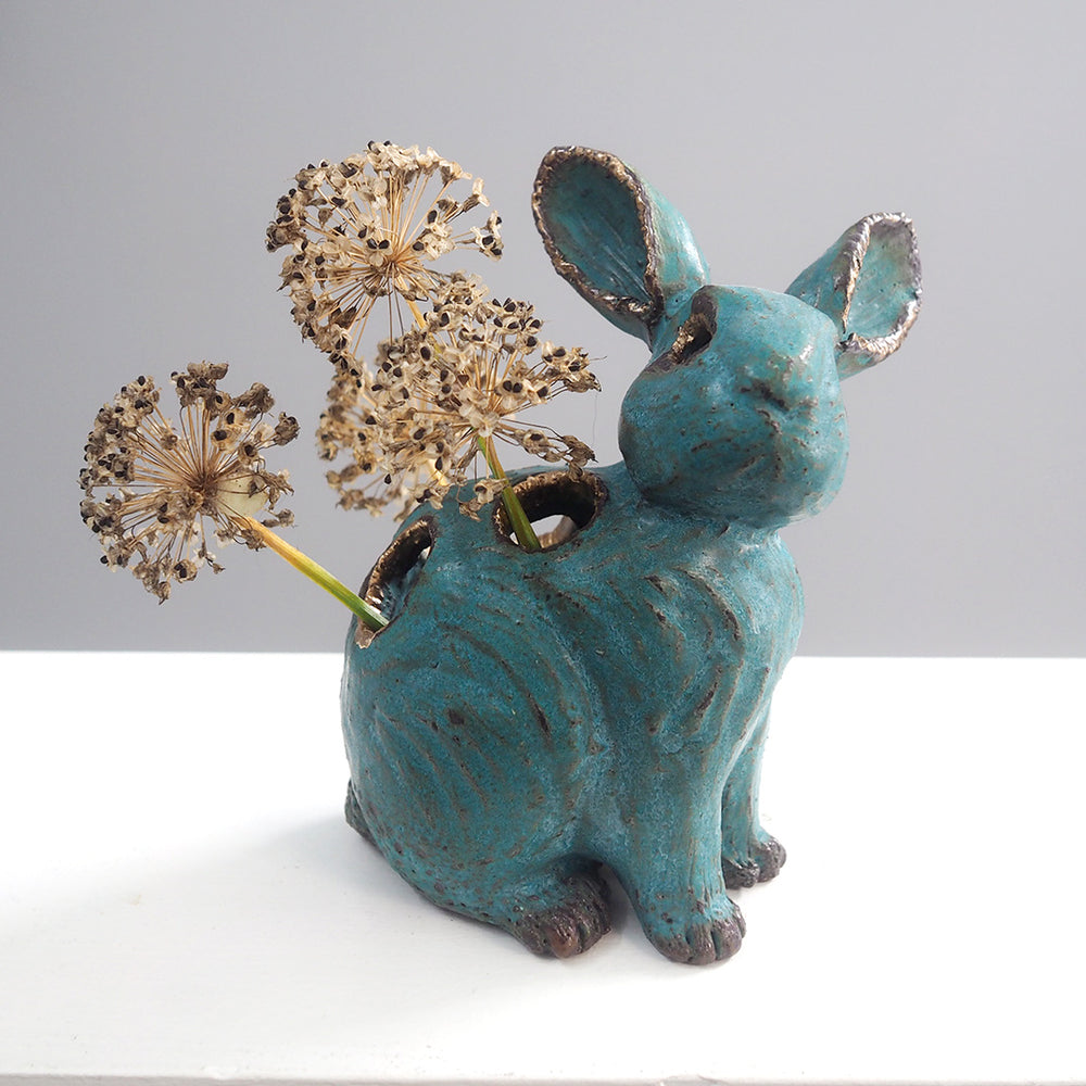 One-of-a-kind Ceramic Rabbit Sculpture - Planter / Vase