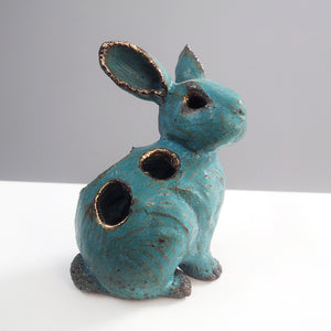 One-of-a-kind Ceramic Rabbit Sculpture - Planter / Vase